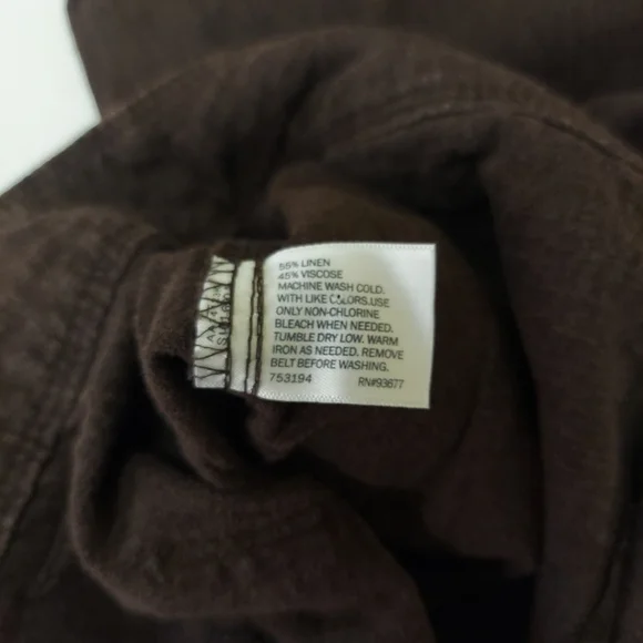 St Johns Bay Capris Linen Blend Capris Womens 14 Brown Drawstring Shorts - Picture 4 of 11